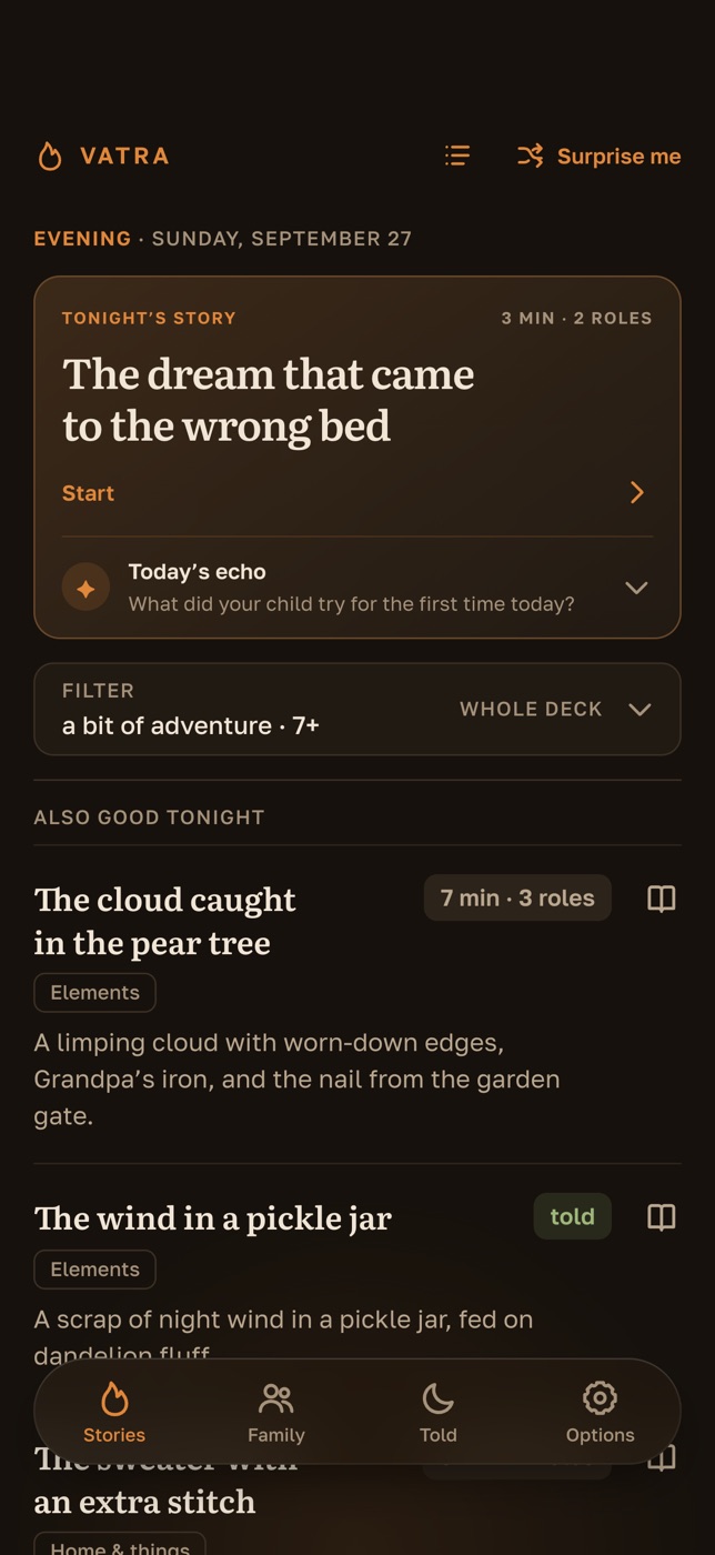 Tonight’s story and the deck